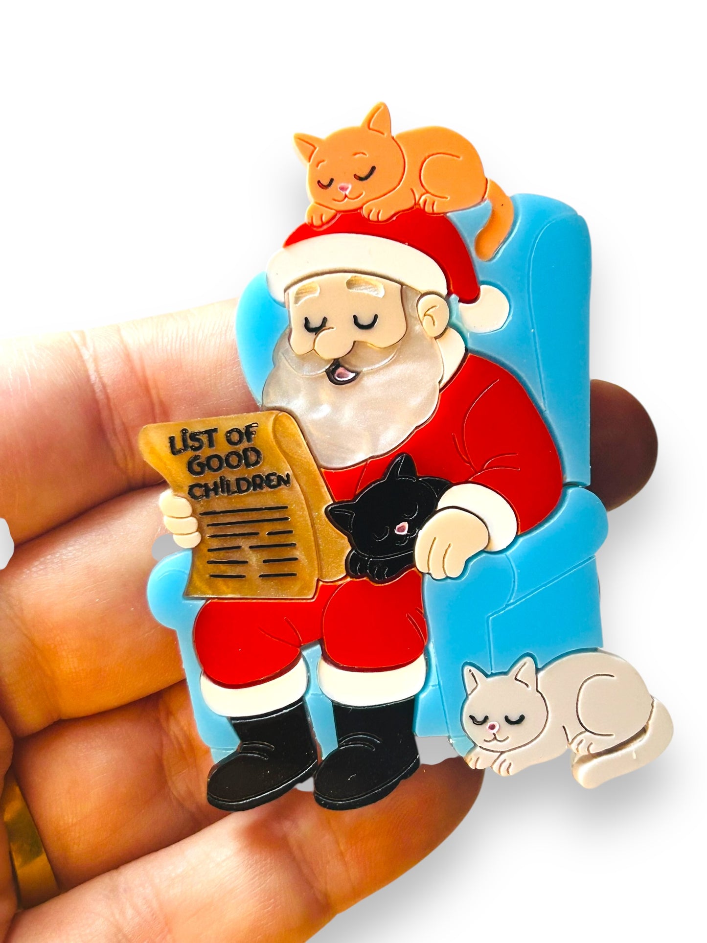 Meowy Christmas - Spilla Babbo Natale con Gattini