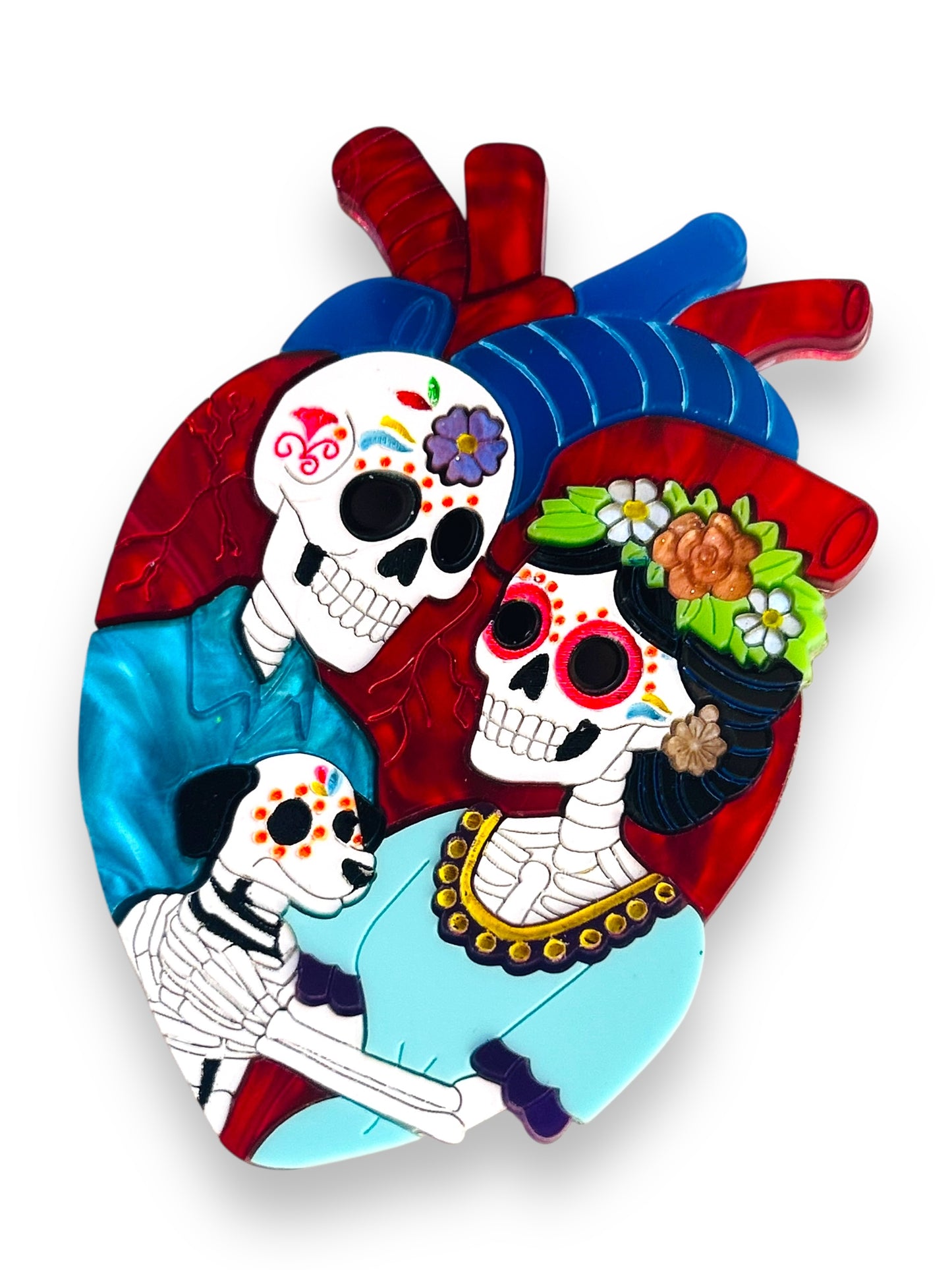 Mexico Lindo Y Querido - Spilla Cuore Anatomico Calaveras con Cane