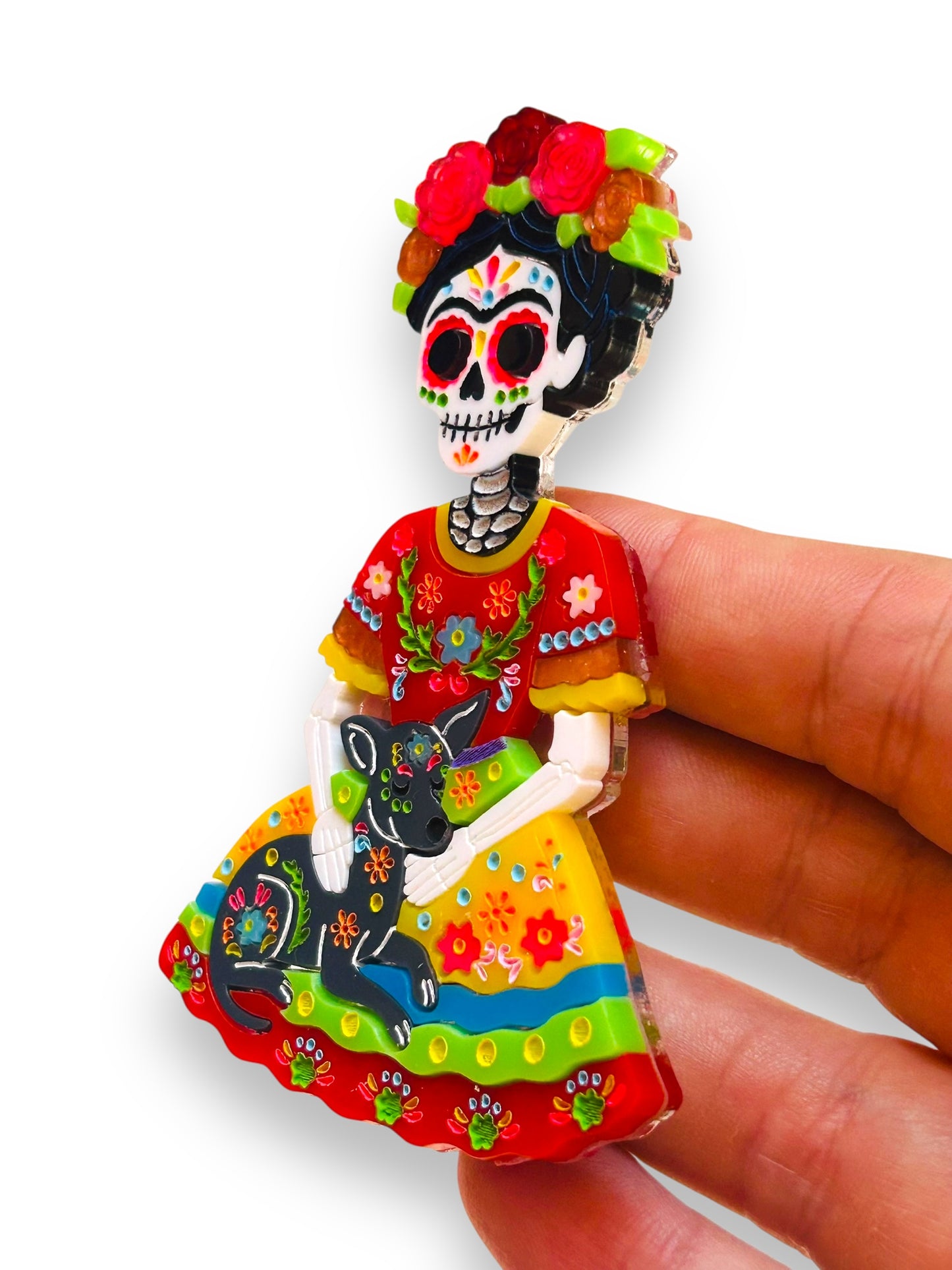 Mexico Lindo Y Querido - Spilla Frida Calavera con Xolo