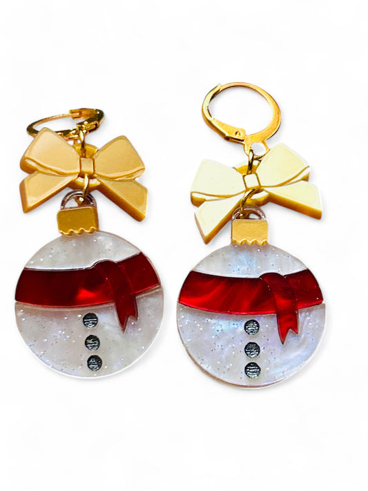 NEW! Orecchini "I PICCOLINI" - Palline Natalizie - Pupazzo di Neve con Fiocco