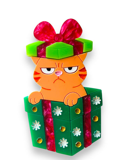 Meowy Christmas - Spilla Gatto dentro Scatola Regalo