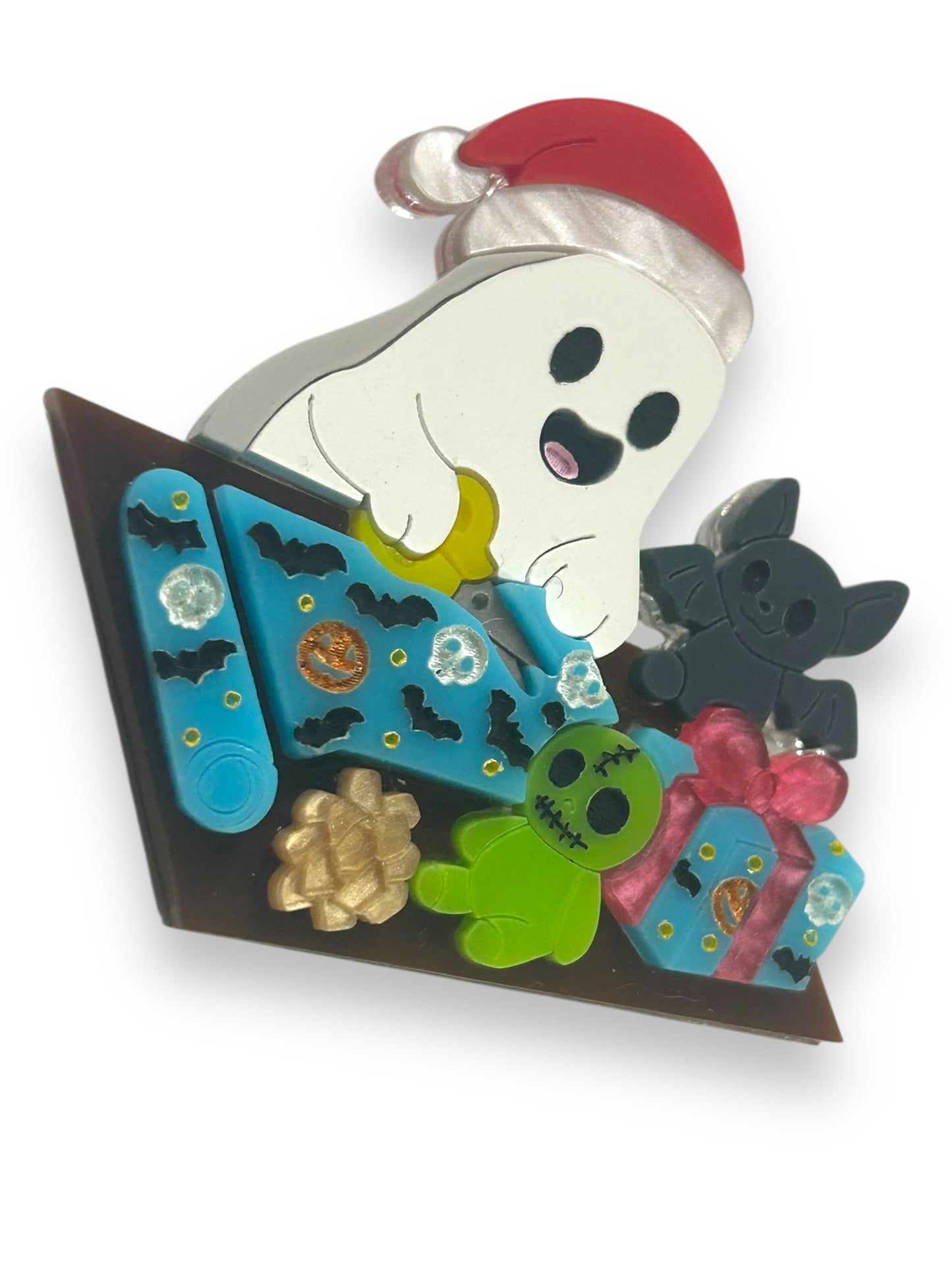 Spooky Christmas  - Spilla Fantasma che Prepara i Pacchi Natalizi