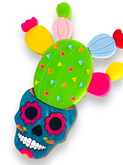 Mexico Lindo Y Querido - Spilla Alebrije Cactus con Vaso Teschio