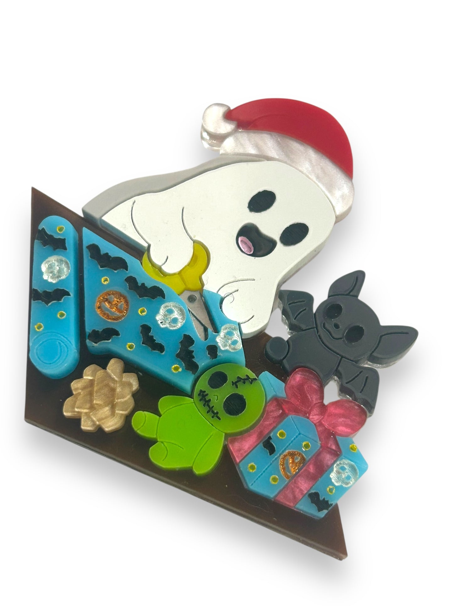 Spooky Christmas  - Spilla Fantasma che Prepara i Pacchi Natalizi
