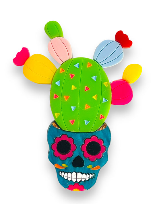 Mexico Lindo Y Querido - Spilla Alebrije Cactus con Vaso Teschio