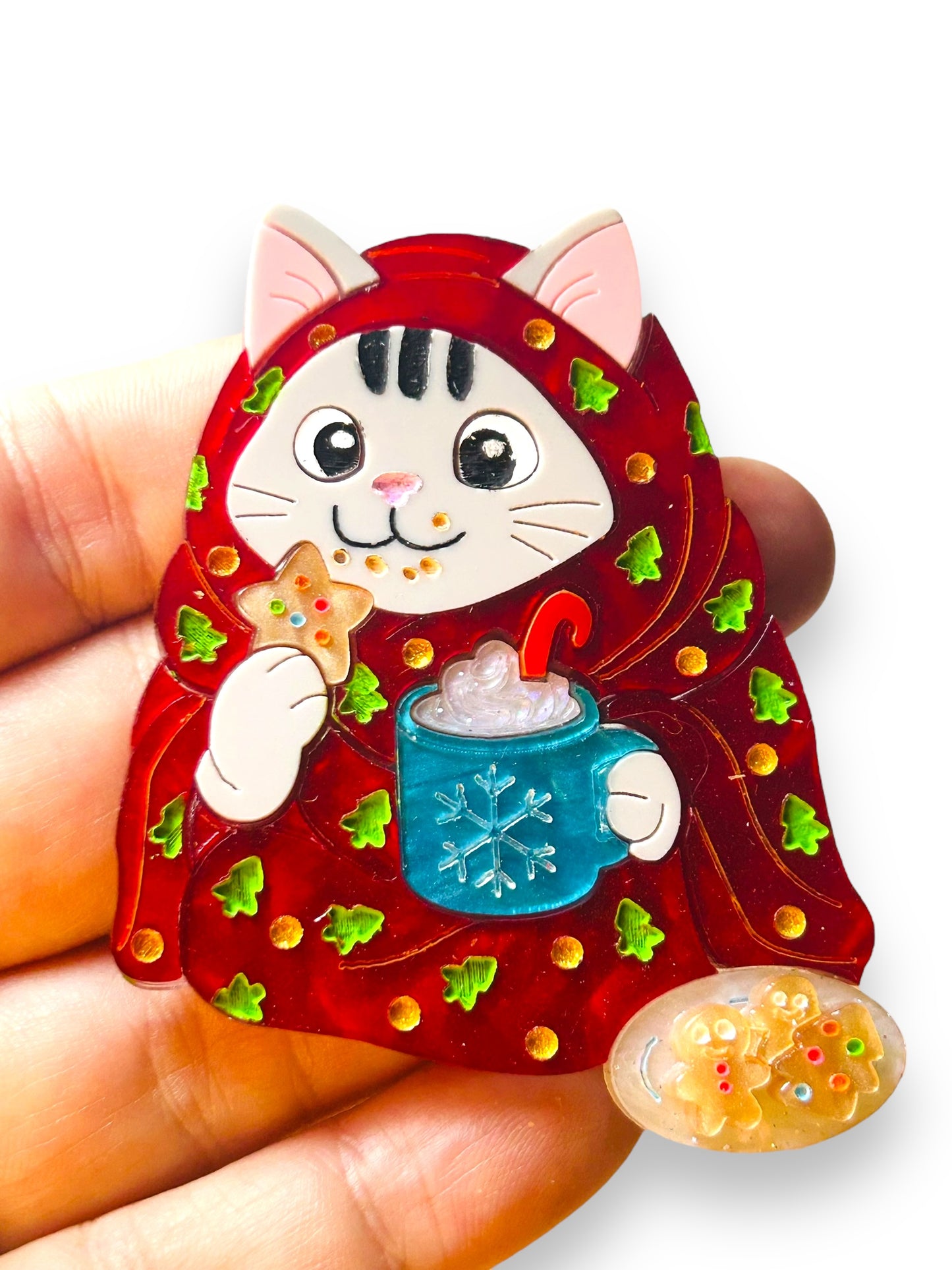 Meowy Christmas - Spilla Gatto con Biscotti e Copertina