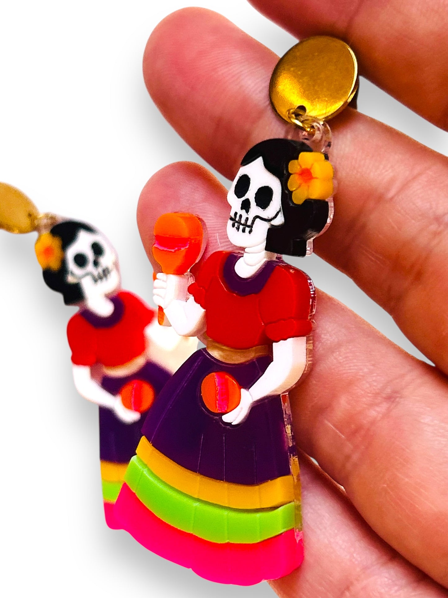 Mexico Lindo Y Querido - Orecchini Calavera con Maracas