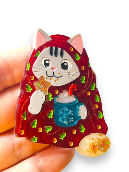 Meowy Christmas - Spilla Gatto con Biscotti e Copertina