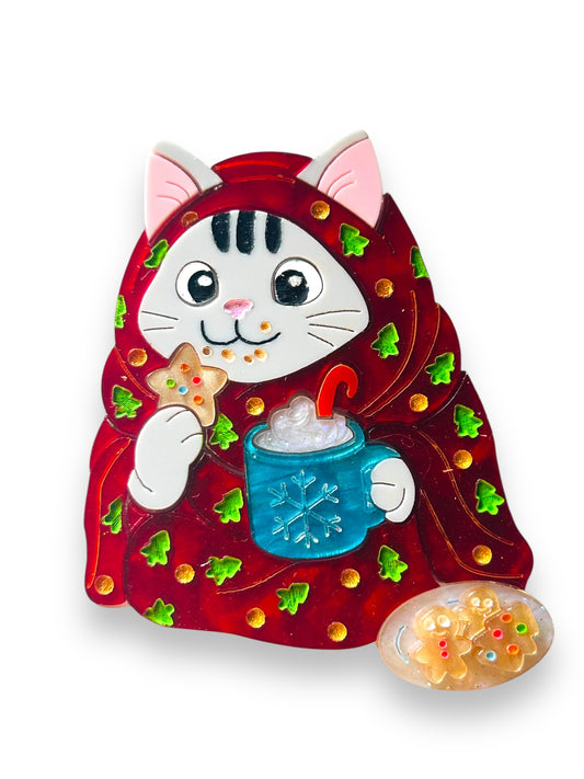 Meowy Christmas - Spilla Gatto con Biscotti e Copertina