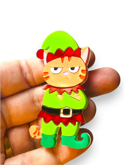 Meowy Christmas - Spilla Gatto Elfo Natalizio