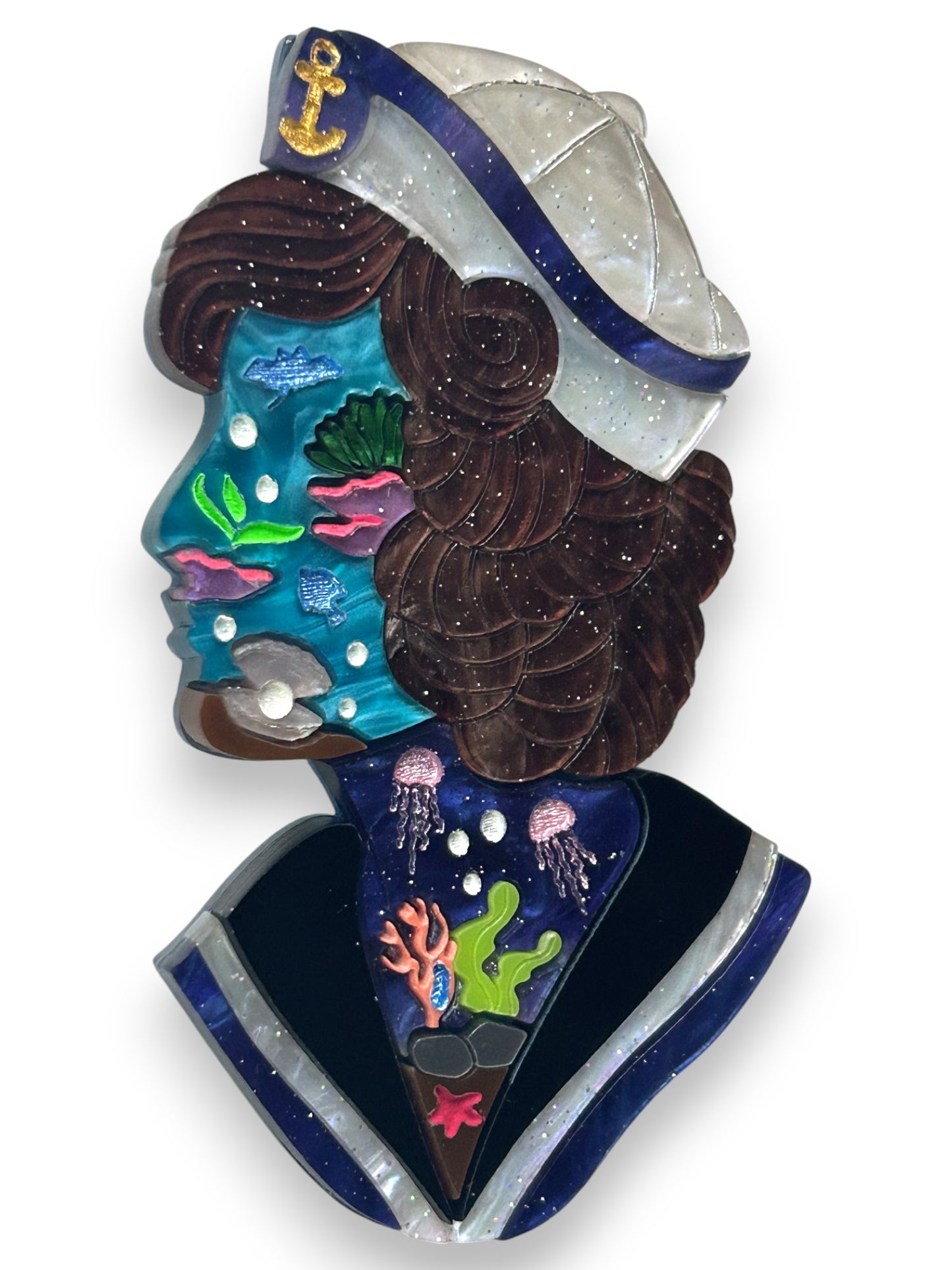 Deep Blue Sea - Mezzobusto di Marinaio Donna con Fondale Marino