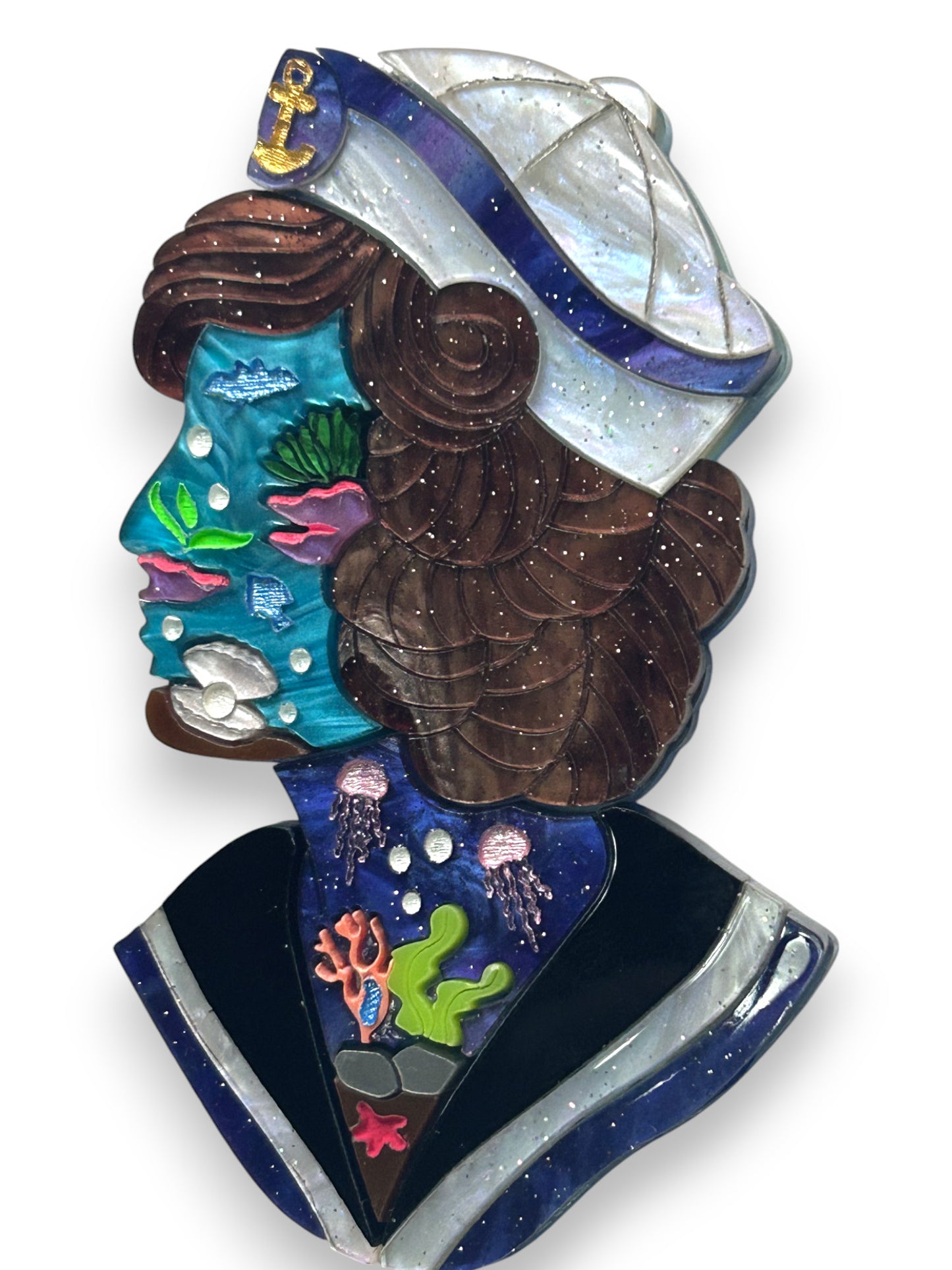 Deep Blue Sea - Mezzobusto di Marinaio Donna con Fondale Marino