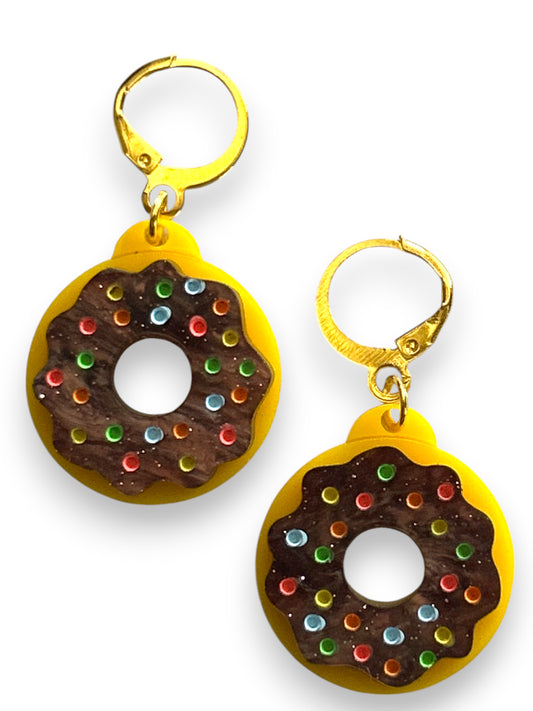 NEW! Orecchini "I PICCOLINI" - Mini Ciambelle con Glassa Marrone Glitter