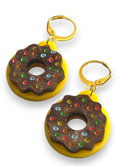 NEW! Orecchini "I PICCOLINI" - Mini Ciambelle con Glassa Marrone Glitter