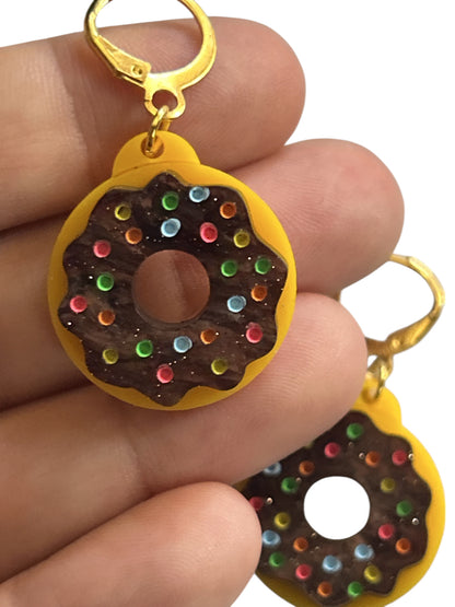 NEW! Orecchini "I PICCOLINI" - Mini Ciambelle con Glassa Marrone Glitter
