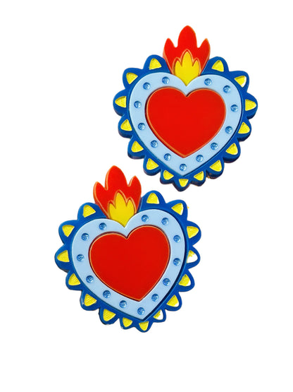 Arte Messicana - Cuore Occhio con Tulipani + Orecchini