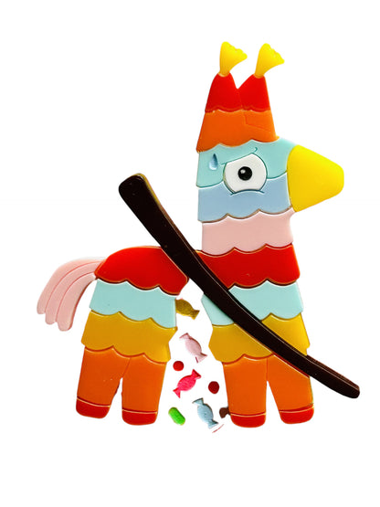 Arte Messicana -  Piñata Preoccupata Orecchini + Spilla