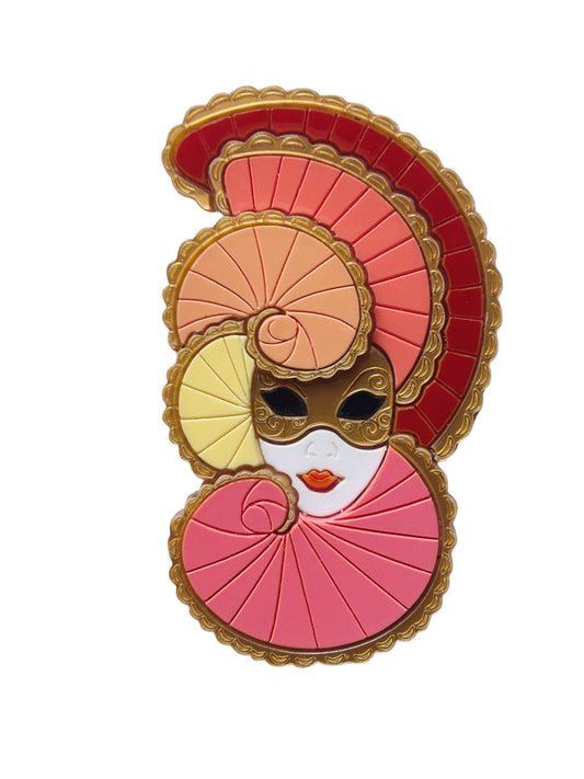 Maschere Veneziane: Maschera Donna con Doppio Ventaglio Rosso