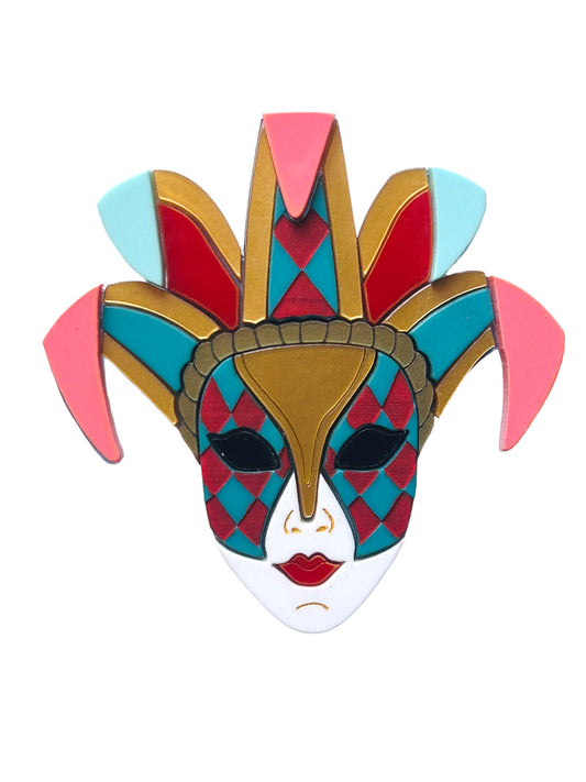 Maschere Veneziane: Maschera Joker Donna Rossa