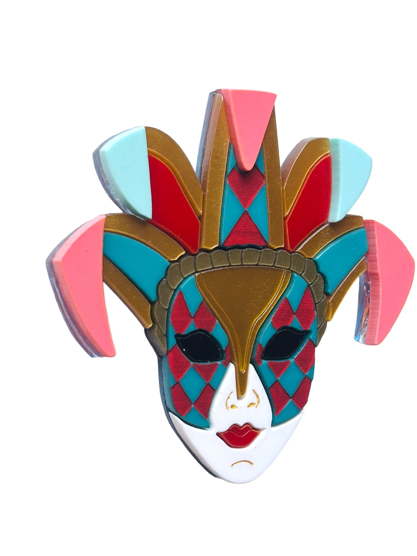 Maschere Veneziane: Maschera Joker Donna Rossa