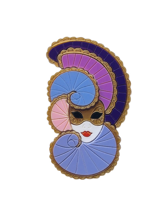 Maschere Veneziane: Maschera Donna con Doppio Ventaglio Viola