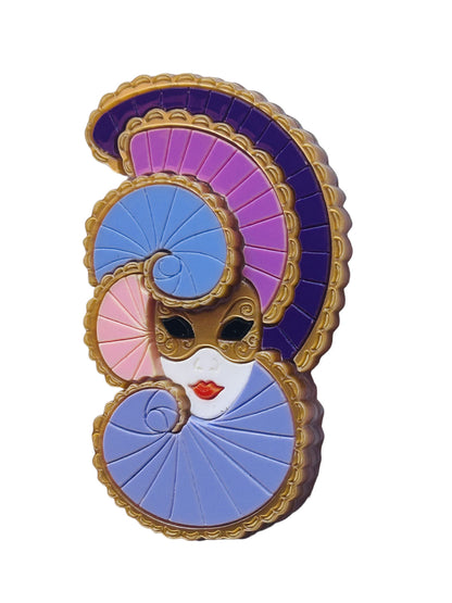 Maschere Veneziane: Maschera Donna con Doppio Ventaglio Viola