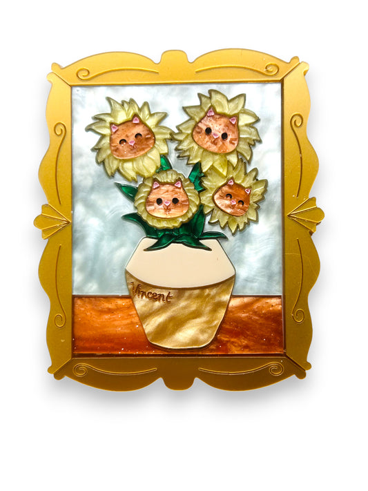 Gatti nell'Arte - Quadro Gatti Girasoli