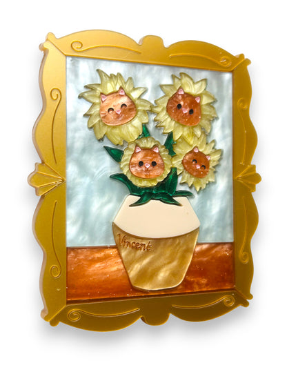 Gatti nell'Arte - Quadro Gatti Girasoli