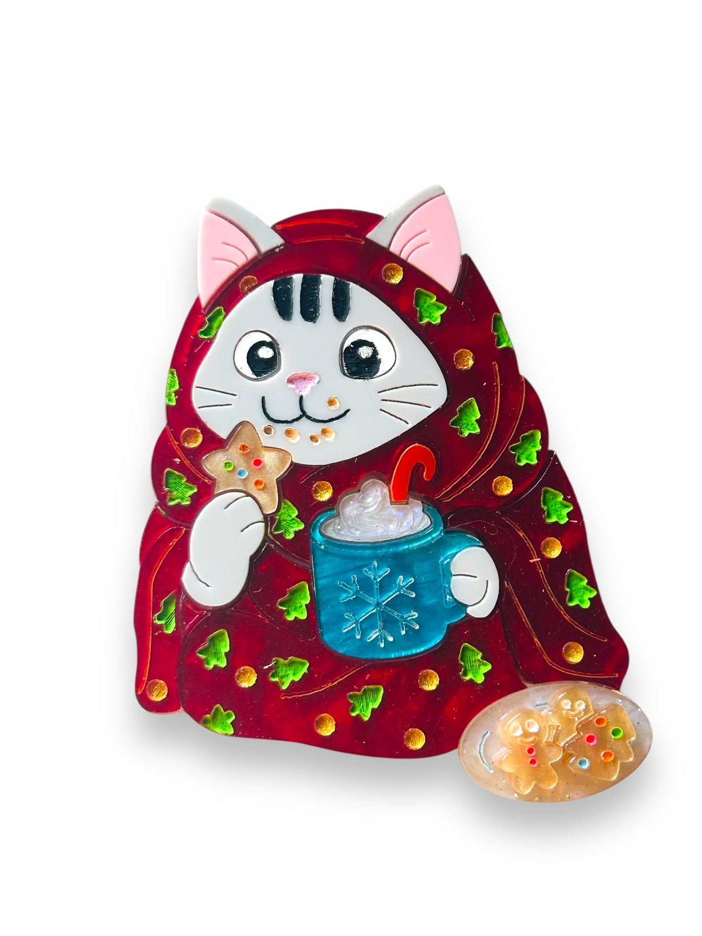 Meowy Christmas - Spilla Gatto con Biscotti e Copertina