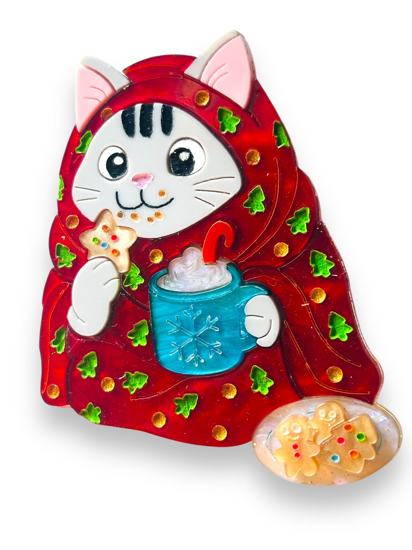 Meowy Christmas - Spilla Gatto con Biscotti e Copertina