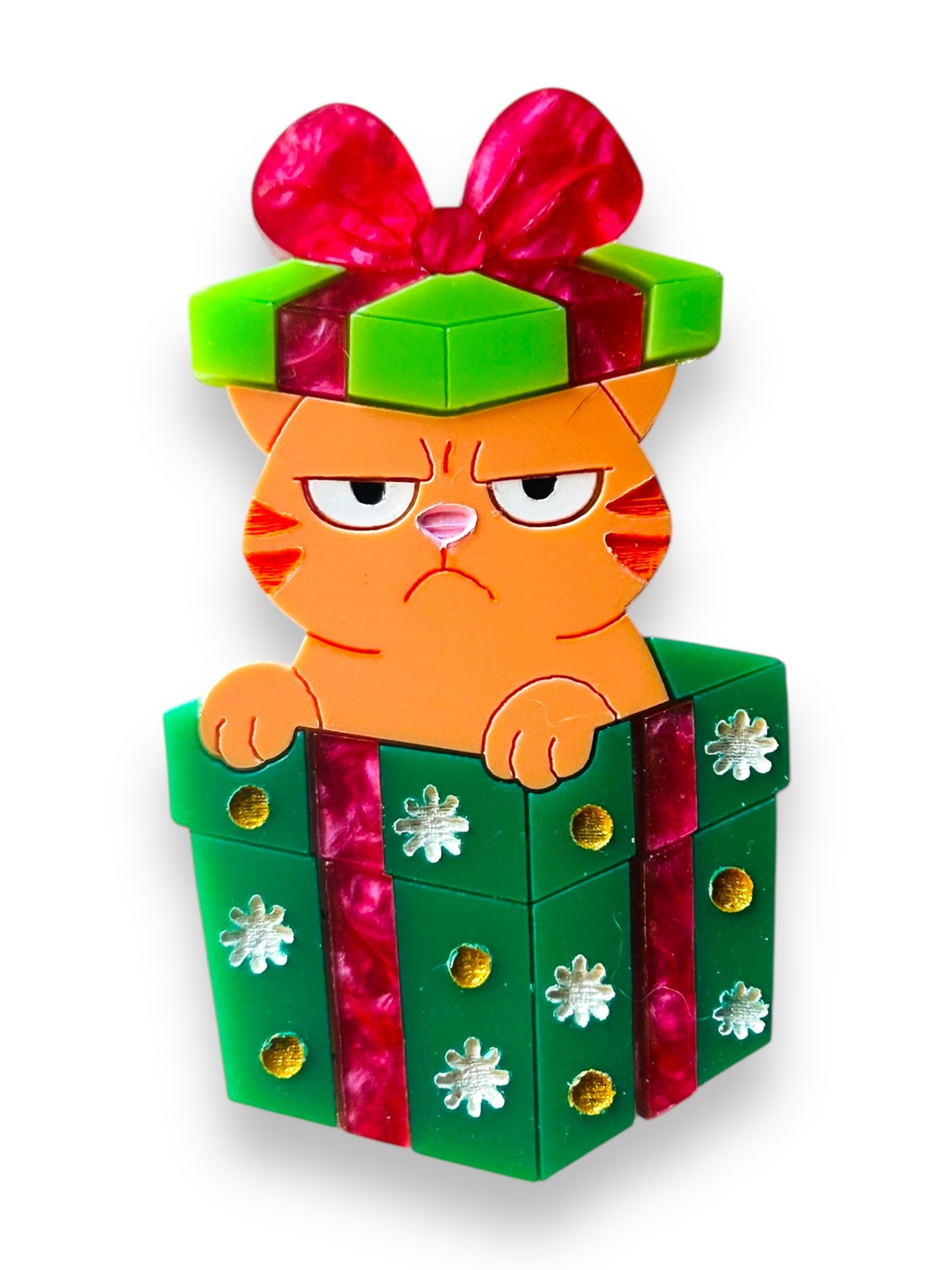 Meowy Christmas - Spilla Gatto dentro Scatola Regalo