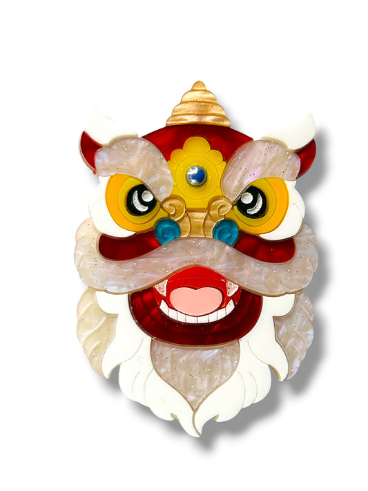 Echo Of The East - Spilla Testa Leone Cinese Rosso