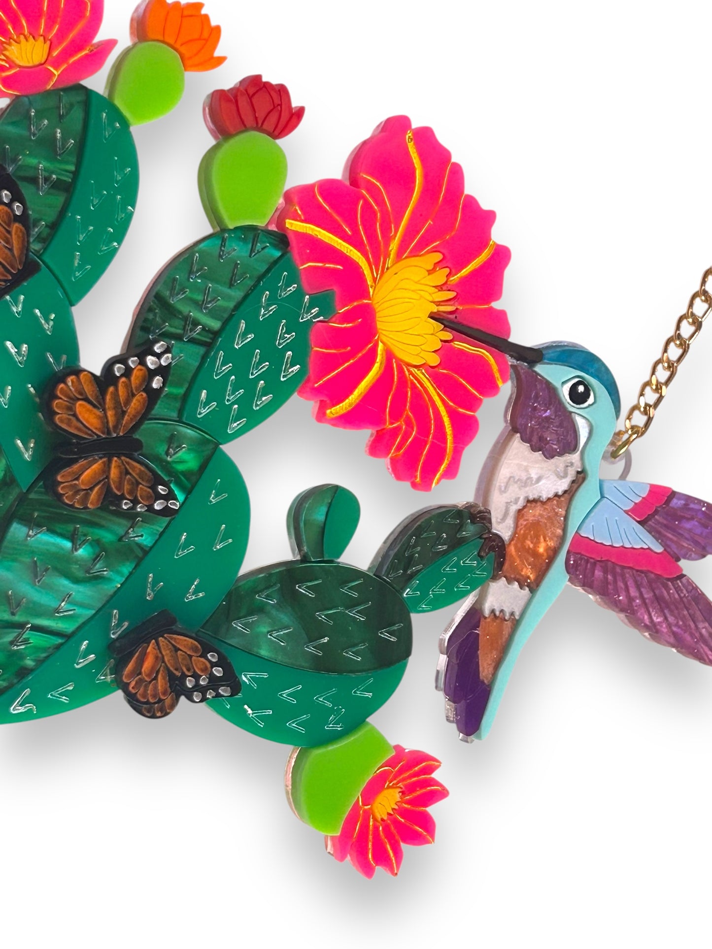 Mexico Lindo Y Querido - Collana Cactus con Colibrì