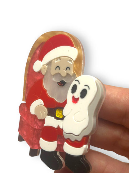 Spooky Christmas  - Spilla Fantasma con Babbo Natale