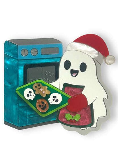 Spooky Christmas  - Spilla Fantasma che Prepara i Biscotti nel Forno