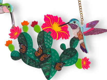 Mexico Lindo Y Querido - Collana Cactus con Colibrì