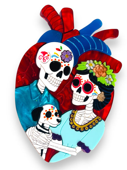 Mexico Lindo Y Querido - Spilla Cuore Anatomico Calaveras con Cane