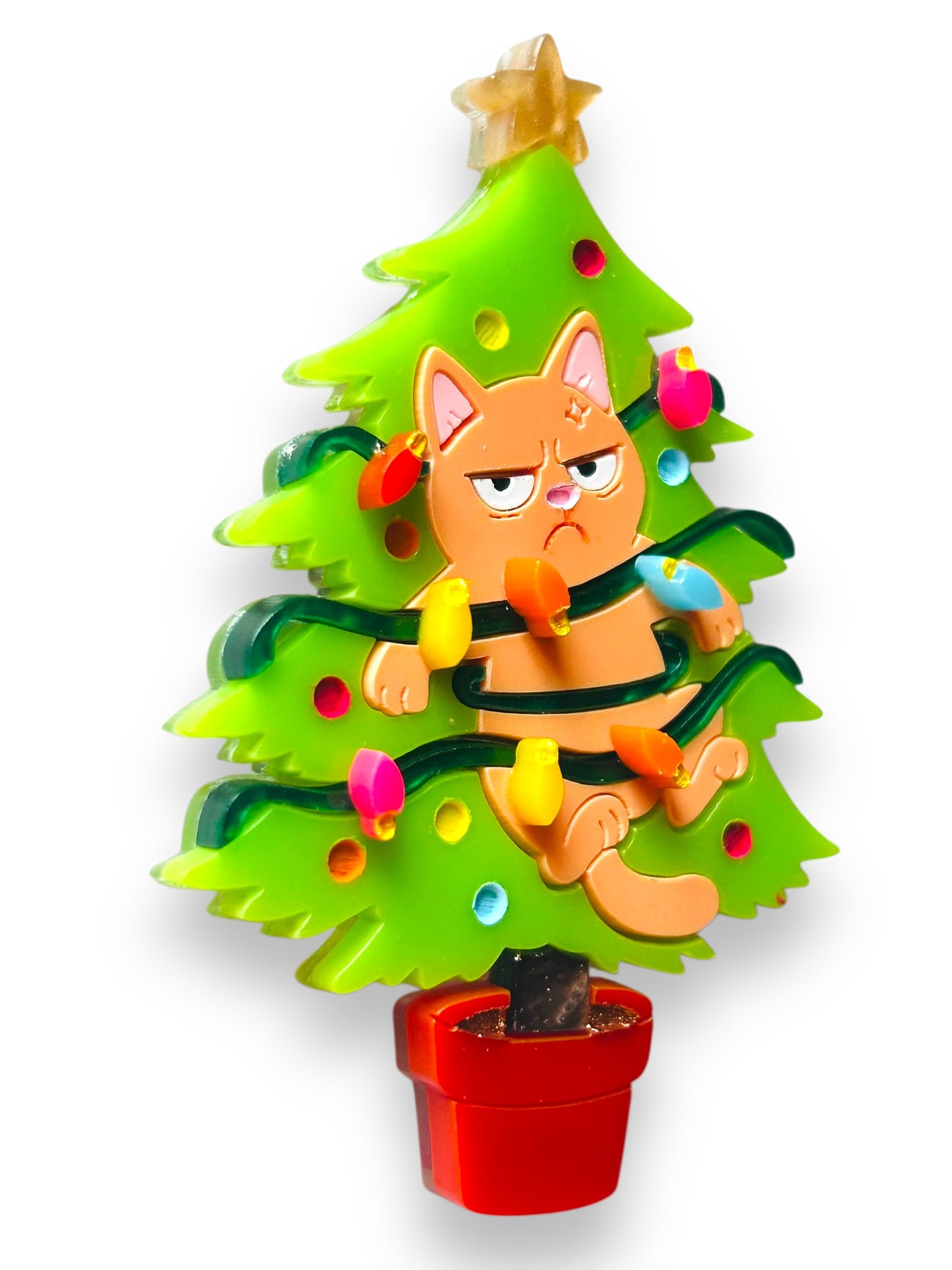 Meowy Christmas - Spilla Gatto Incastrato nell'Albero di Natale