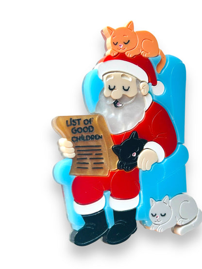 Meowy Christmas - Spilla Babbo Natale con Gattini