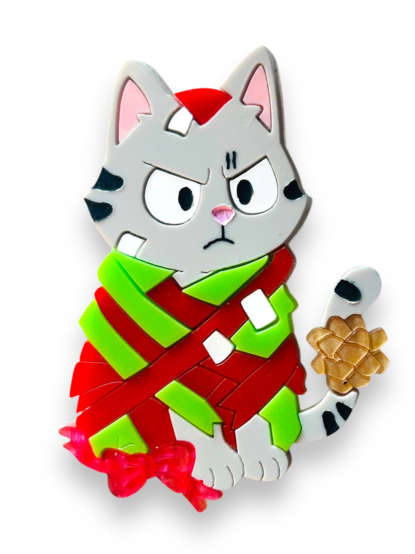 Meowy Christmas - Spilla Gatto Impacchettato