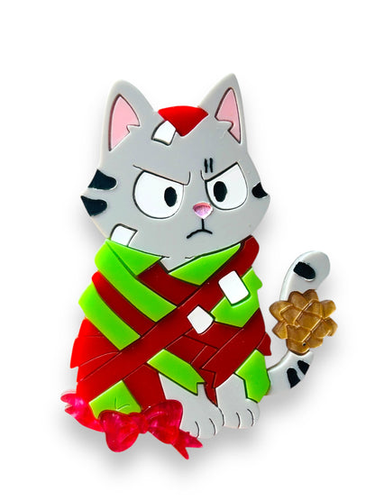 Meowy Christmas - Spilla Gatto Impacchettato