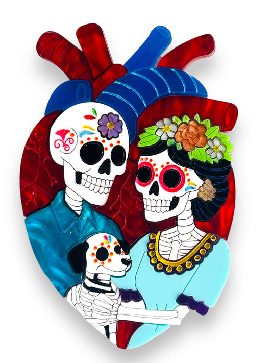 Mexico Lindo Y Querido - Spilla Cuore Anatomico Calaveras con Cane