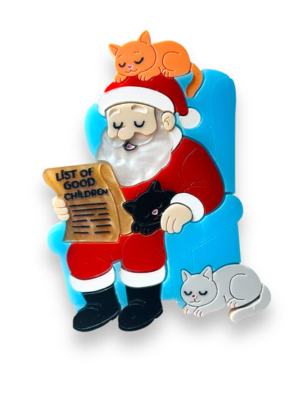 Meowy Christmas - Spilla Babbo Natale con Gattini