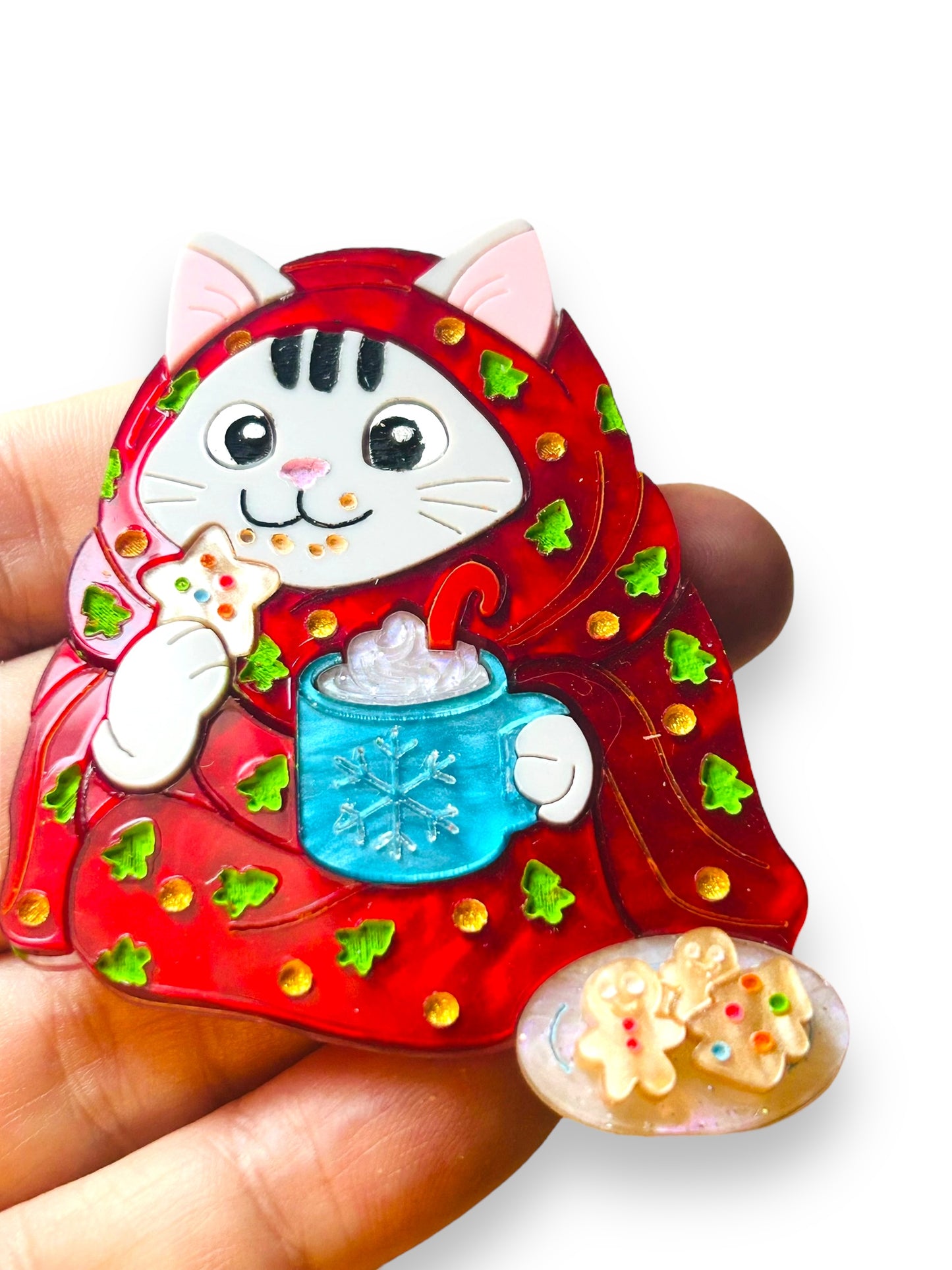 Meowy Christmas - Spilla Gatto con Biscotti e Copertina
