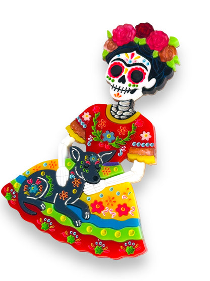 Mexico Lindo Y Querido - Spilla Frida Calavera con Xolo