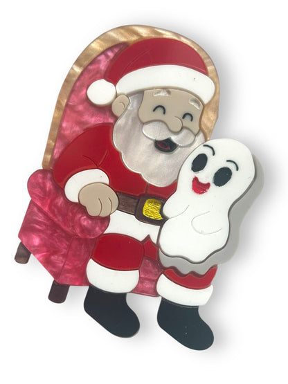 Spooky Christmas  - Spilla Fantasma con Babbo Natale