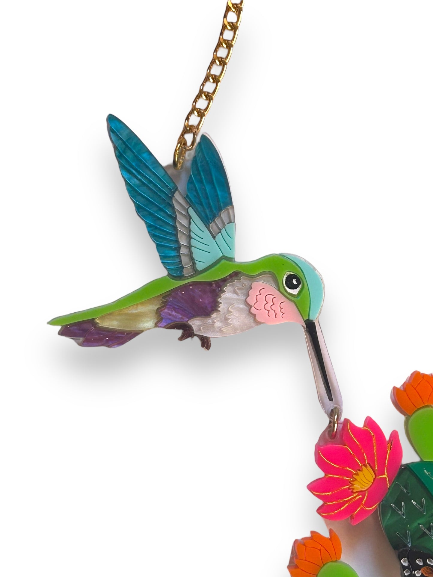 Mexico Lindo Y Querido - Collana Cactus con Colibrì