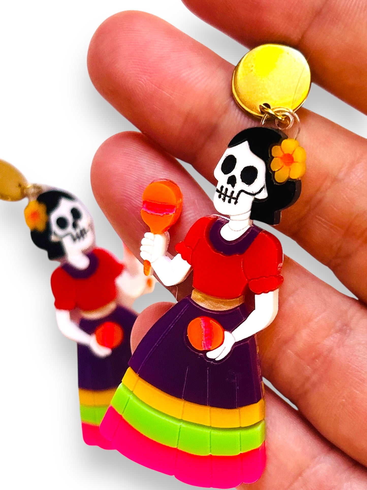 Mexico Lindo Y Querido - Orecchini Calavera con Maracas