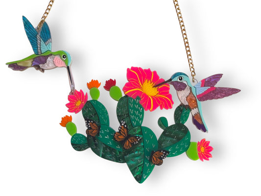 Mexico Lindo Y Querido - Collana Cactus con Colibrì