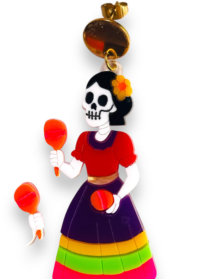 Mexico Lindo Y Querido - Orecchini Calavera con Maracas